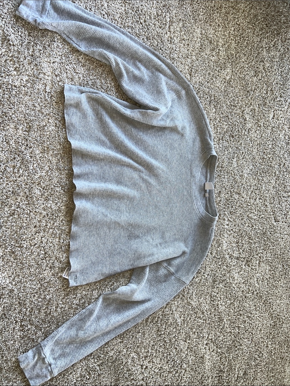 TNA Light Gray Waffle Long Sleeve Top